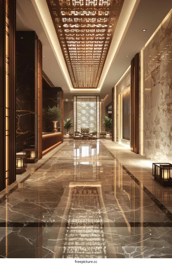 Chinese style hotel lobby interior design