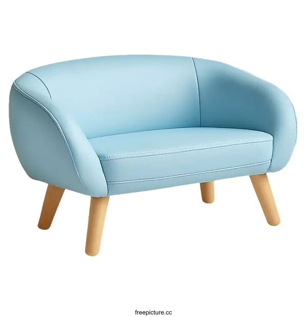 [Transparent Background PNG]Light Blue Childrens Sofa Minimalist Design