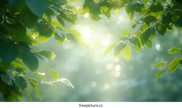 Green leaves in the morning sun