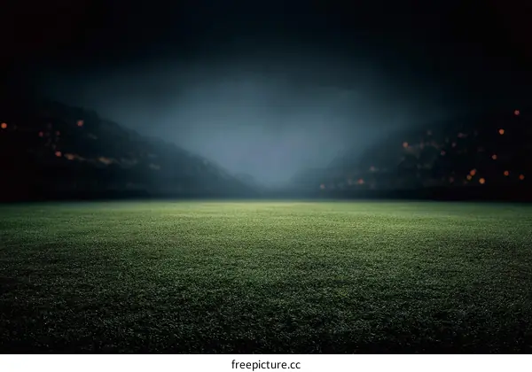 Night Football Field Scene at Stadium