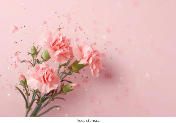 Delicate Pink Carnations on a Pastel Background