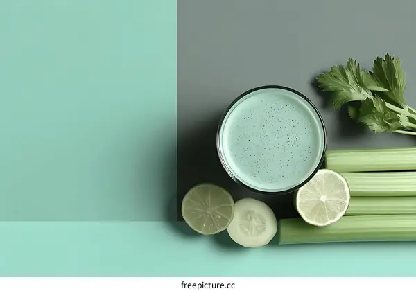 Fresh Celery and Lime Juice Drink