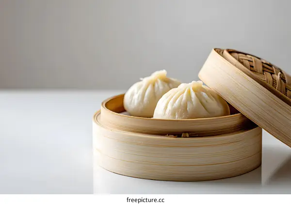 Steamed Buns in a Bamboo Steamer