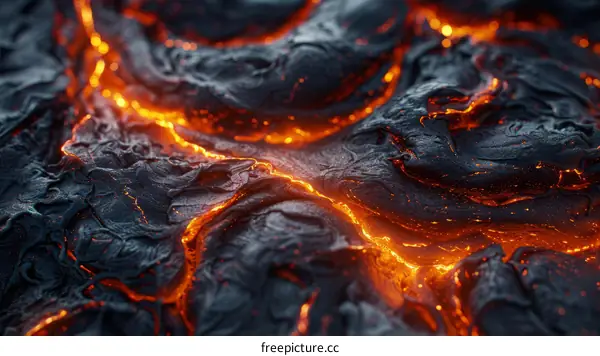 Lava flow from a volcano