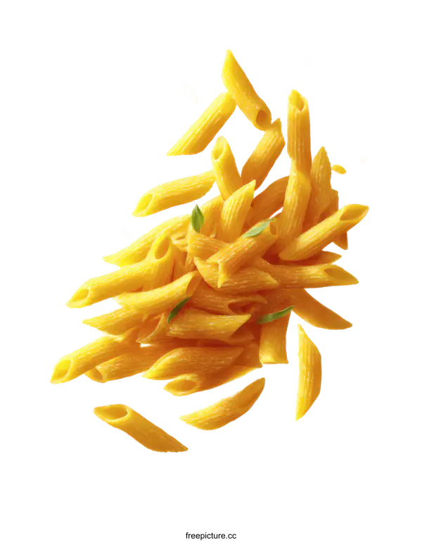 [Transparent Background PNG]Golden Penne Pasta in Motion