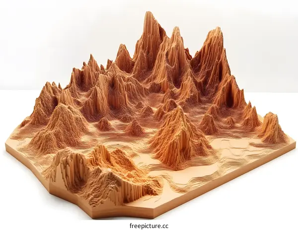 Abstract Wooden Mountain Landscape Artwork