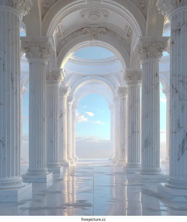 Elegant White Marble Architectural Interior