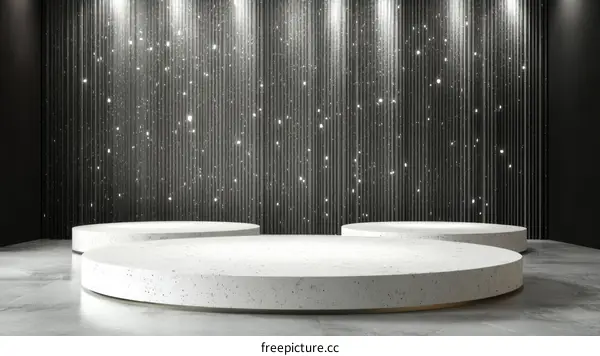 Elegant White Display Podiums in a Stylish Black Room