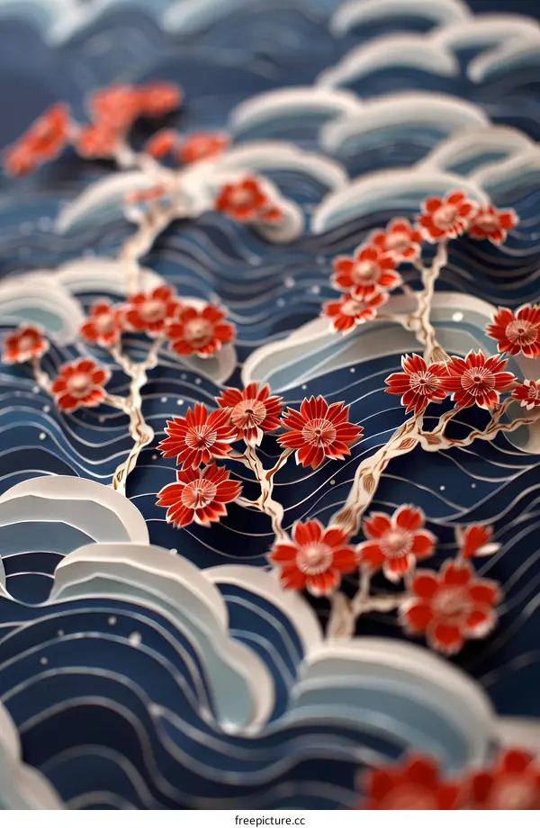 Red Flowers and Blue Waves