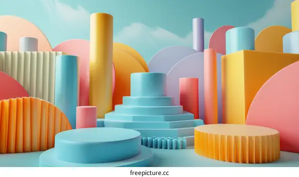 Abstract Colorful Geometric Shapes Composition