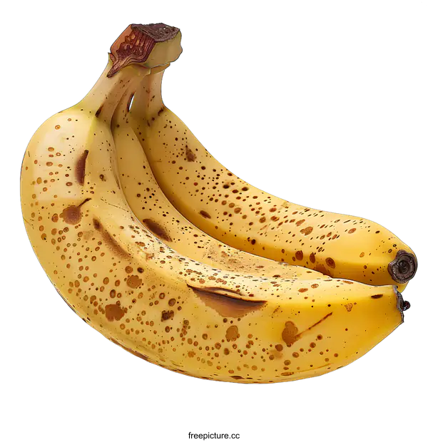 [Transparent Background PNG]three overripe bananas with brown spots