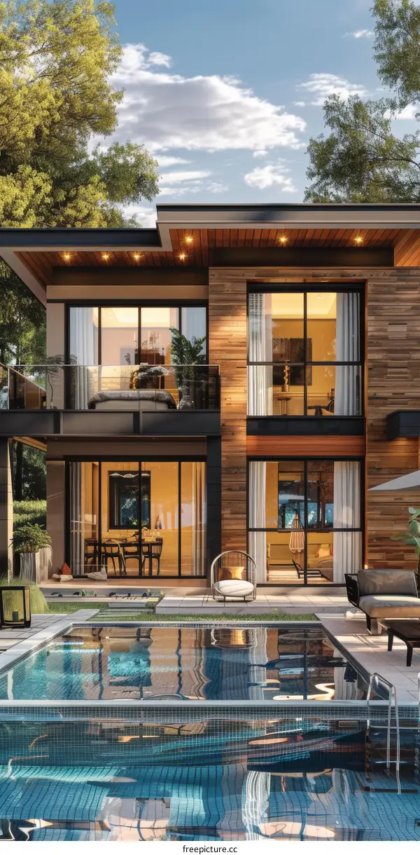 A Modern House with a Pool