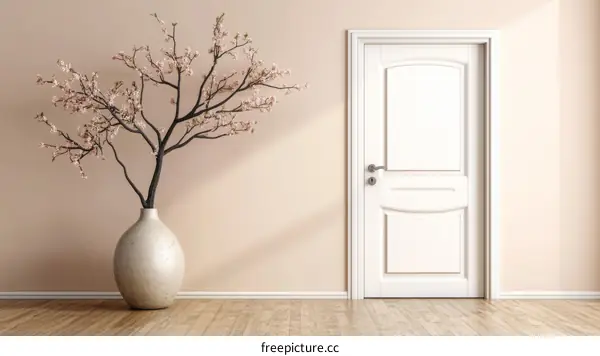 Minimalist Interior Design with Cherry Blossom Decor