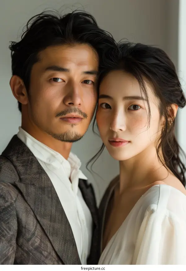 Asian couple posing for a photo