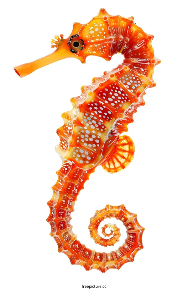 Orange Seahorse on White Background