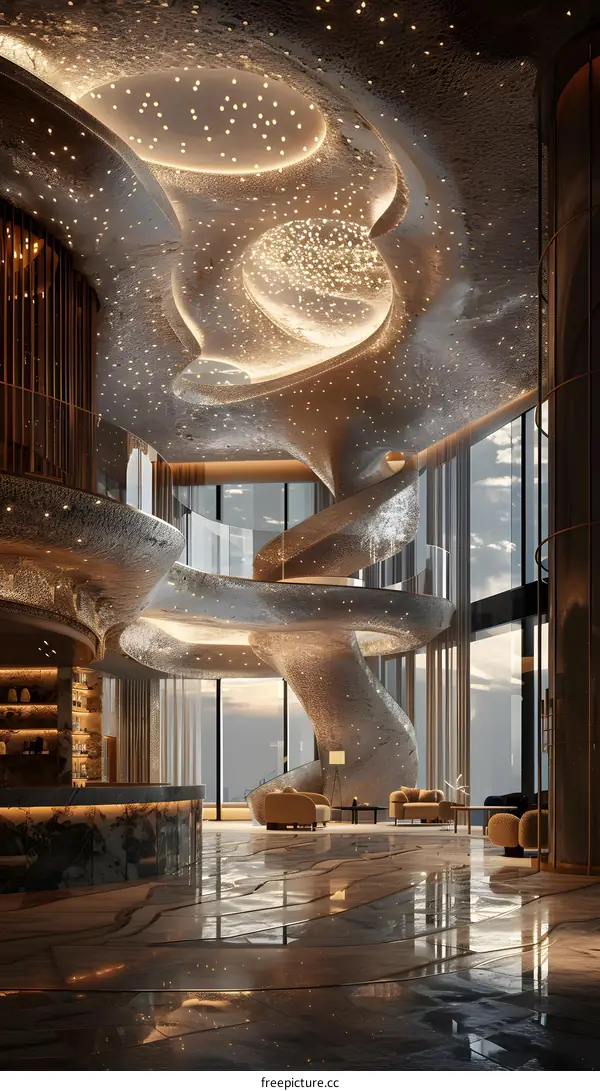 Luxury hotel lobby interior