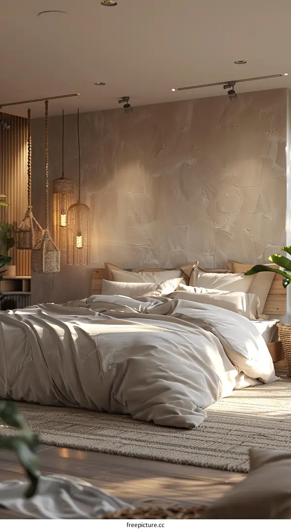 Beige Bedroom Interior Design Illustration
