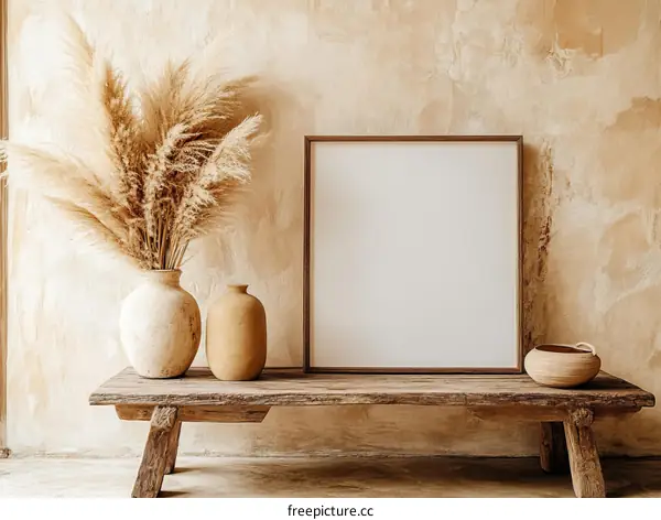Bohemian Style Home Decor Mockup with Dried Pampas Grass