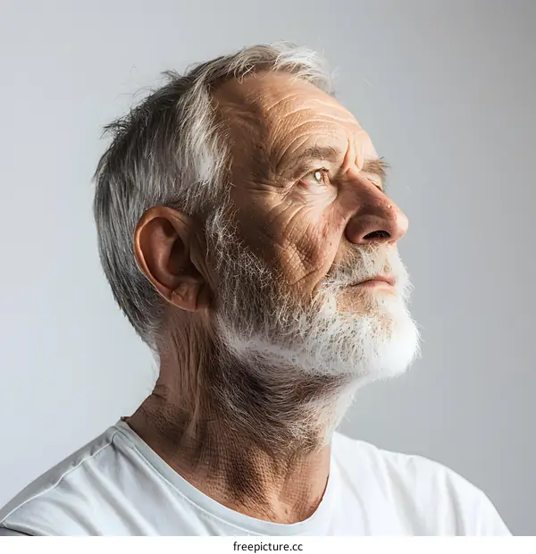 Portrait of Elderly Man with White Hair and Beard