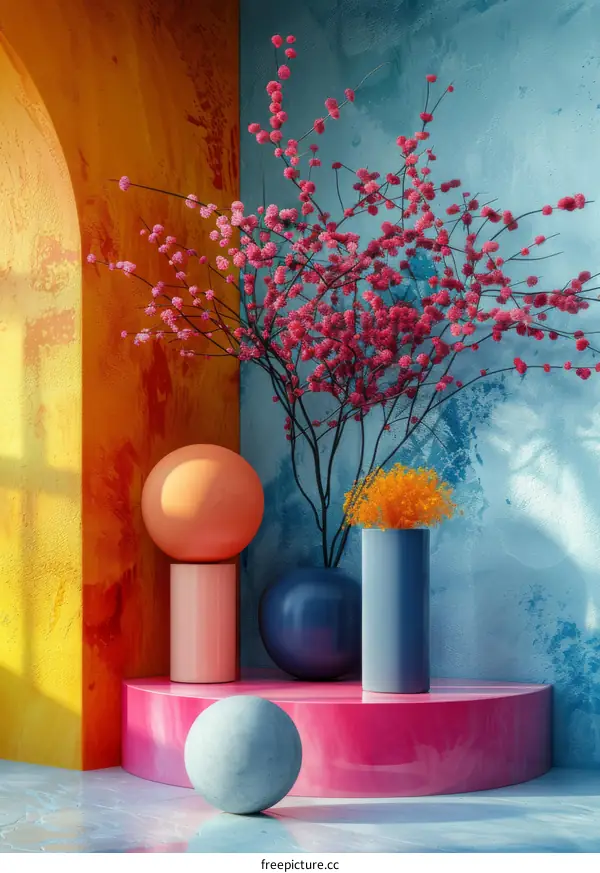 Colorful Abstract Floral Still Life Display