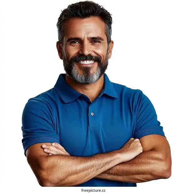 Smiling Man in Blue Polo Shirt Portrait