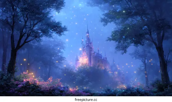 Enchanted Forest Castle at Night