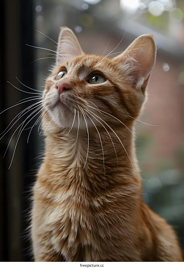 Orange Tabby Cat Looking Up