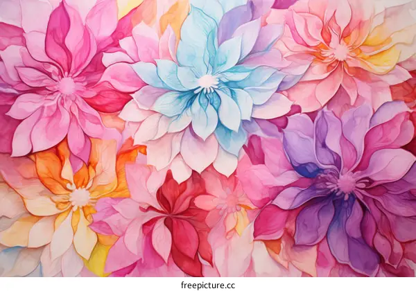 Vibrant and colorful watercolor floral background