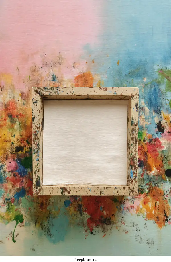 Colorful Artists Palette with Empty Frame