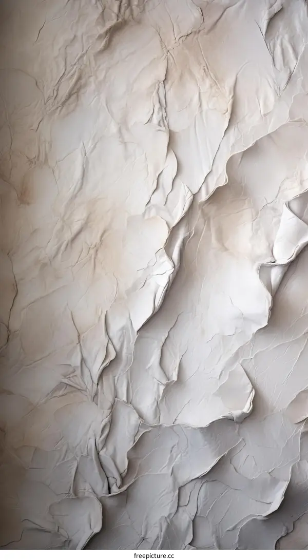Close-up of a crumpled white paper texture