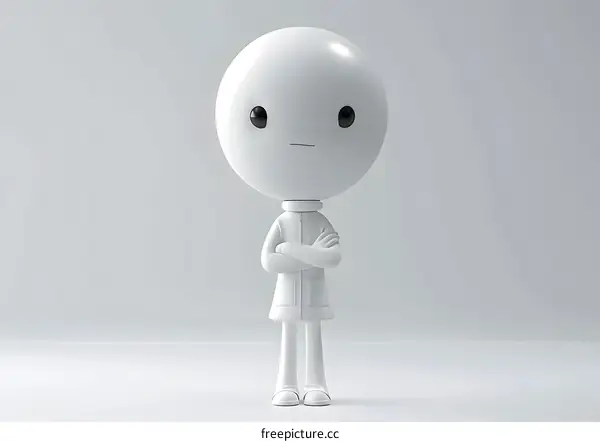 3d rendering of a cute white robot character