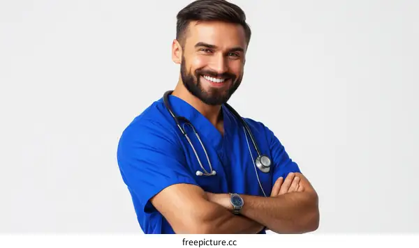 Smiling Medical Professional in Scrubs