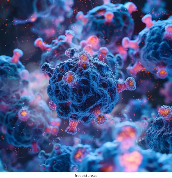 Blue and Pink Virus Cells