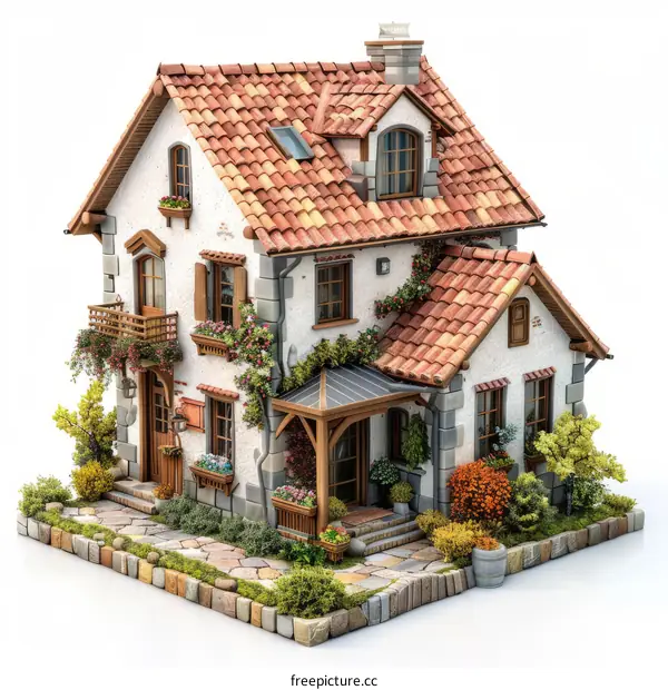 European Style House with a Picturesque Garden