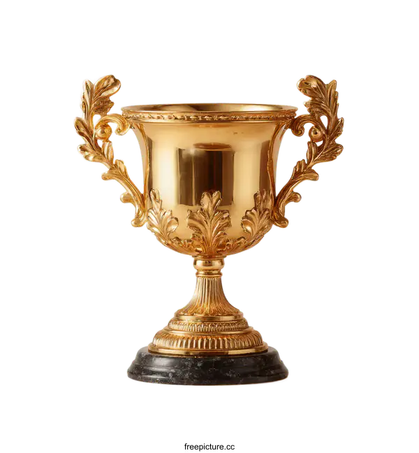 [Transparent Background PNG]Golden Trophy Cup with Ornate Design