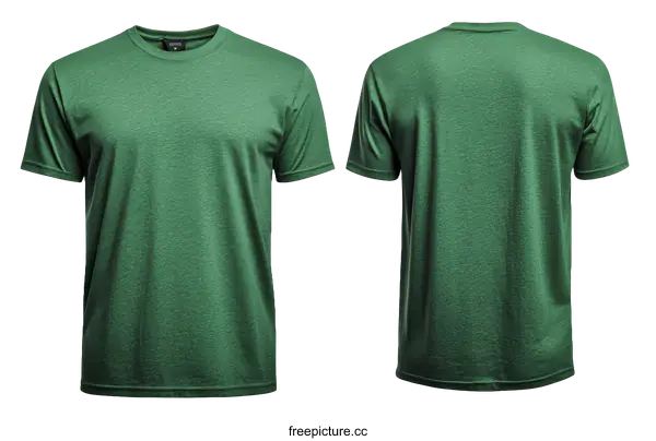[Transparent Background PNG]Front and Back View of a Forest Green T-Shirt