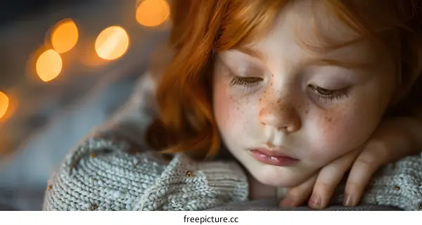 Little girl with freckles on her face