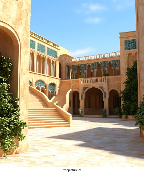 Middle Eastern Palace Courtyard Architecture Design