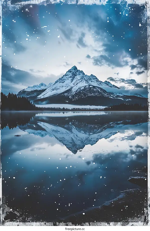 Snow Covered Mountains Reflected in Still Water