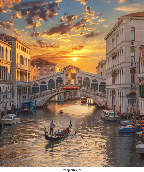 Gondola Ride on the Grand Canal in Venice at Sunset