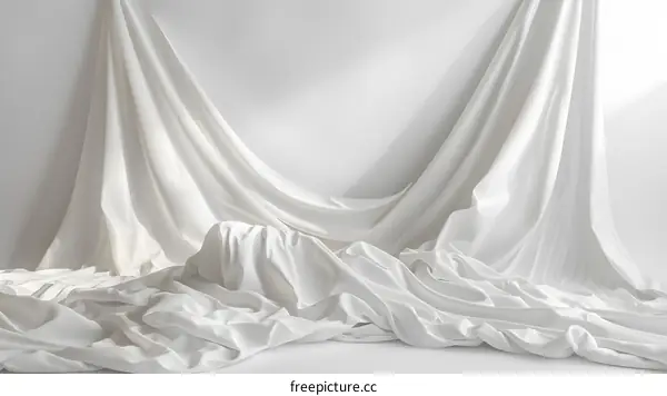 White Fabric Draped Over a White Wall