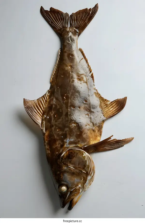 Fresh Caught Halibut on White Background