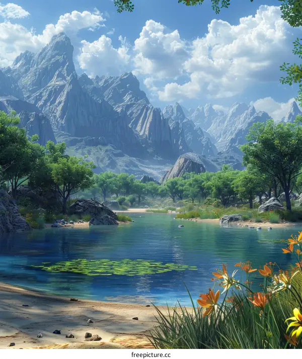 Mountain Lake in a Valley