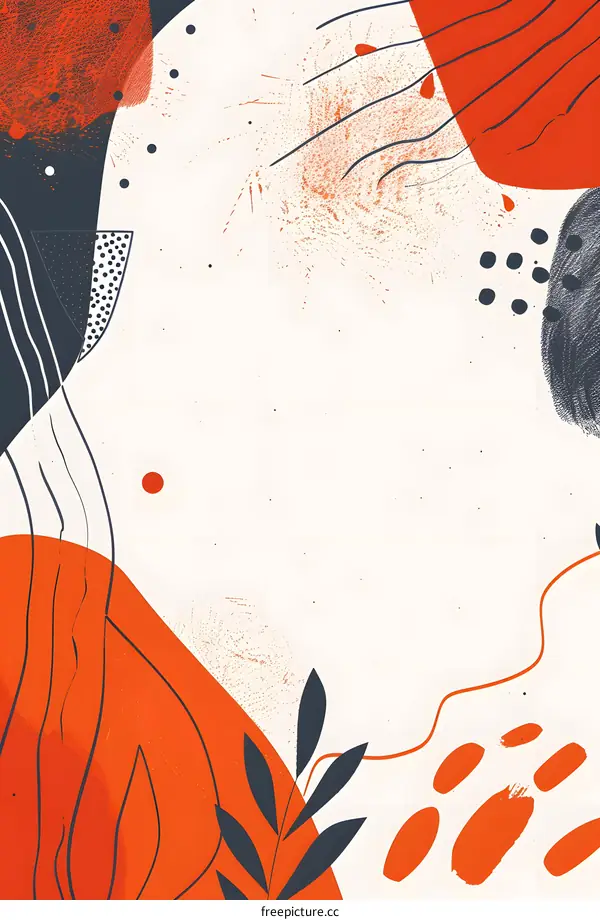 Abstract Orange and Black Shapes on White Background