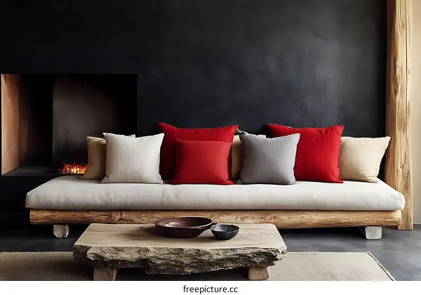 Modern Rustic Living Room Sofa with Cozy Pillows