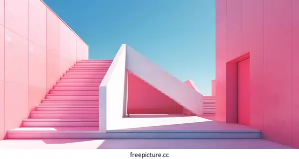 Pink Concrete Steps and Walls Minimalist Architecture