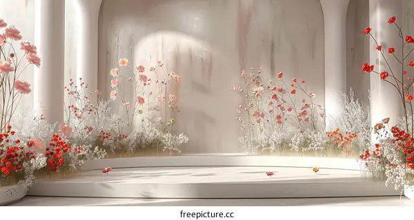 Elegant Floral Stage Design with Soft Lighting