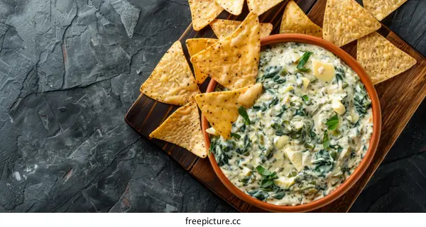 Spinach Artichoke Dip with Tortilla Chips