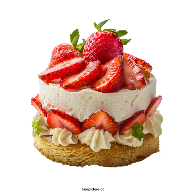 [Transparent Background PNG]Strawberry cake dessert on white background