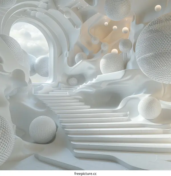 Abstract White Architectural Staircase Design